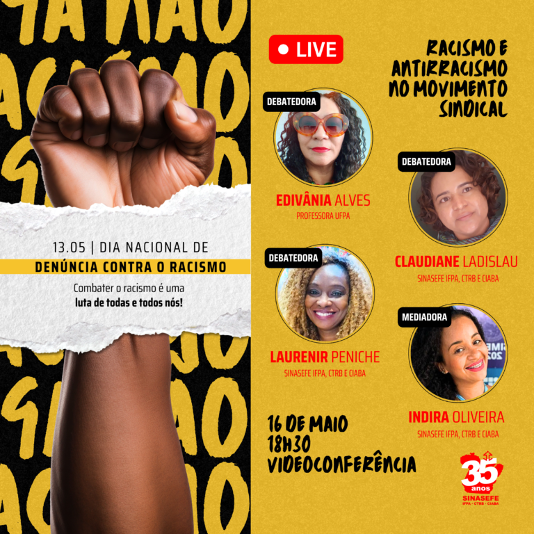 Roda de conversa “Racismo e antirracismo no movimento sindical” é hoje, às 18h30