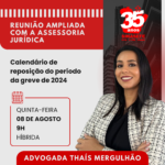 Sindicato convoca Reunião Ampliada para compartilhar orientações jurídicas sobre o calendário de reposição das atividades