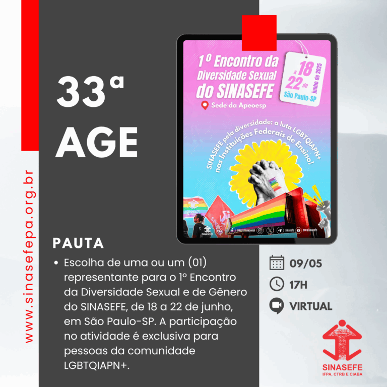 Sindicato convoca 33ª AGE para o dia 09 de maio