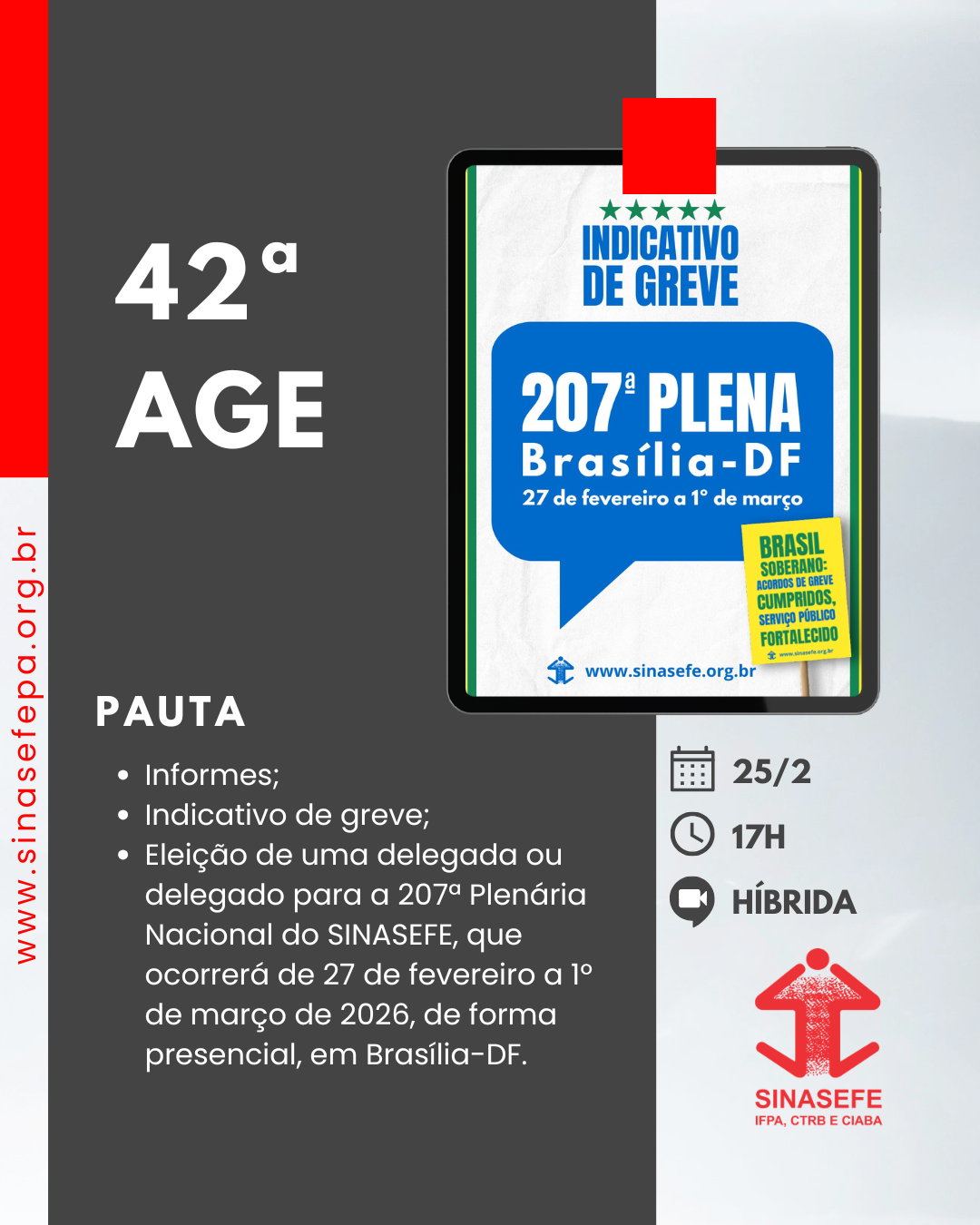 42ª AGE continua no dia 25 de fevereiro para discutir o indicativo de greve