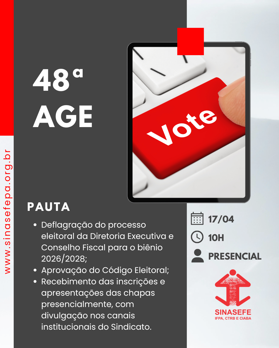 AGE eleitoral: deflagração das eleições para a Diretoria Executiva e Conselho Fiscal do biênio 2026/2028