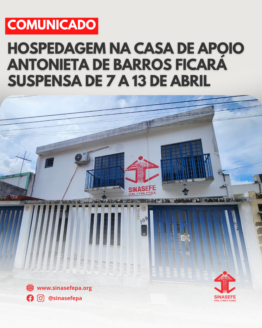 Comunicado: hospedagem na Casa de Apoio Antonieta de Barros ficará suspensa de 7 a 13 de abril