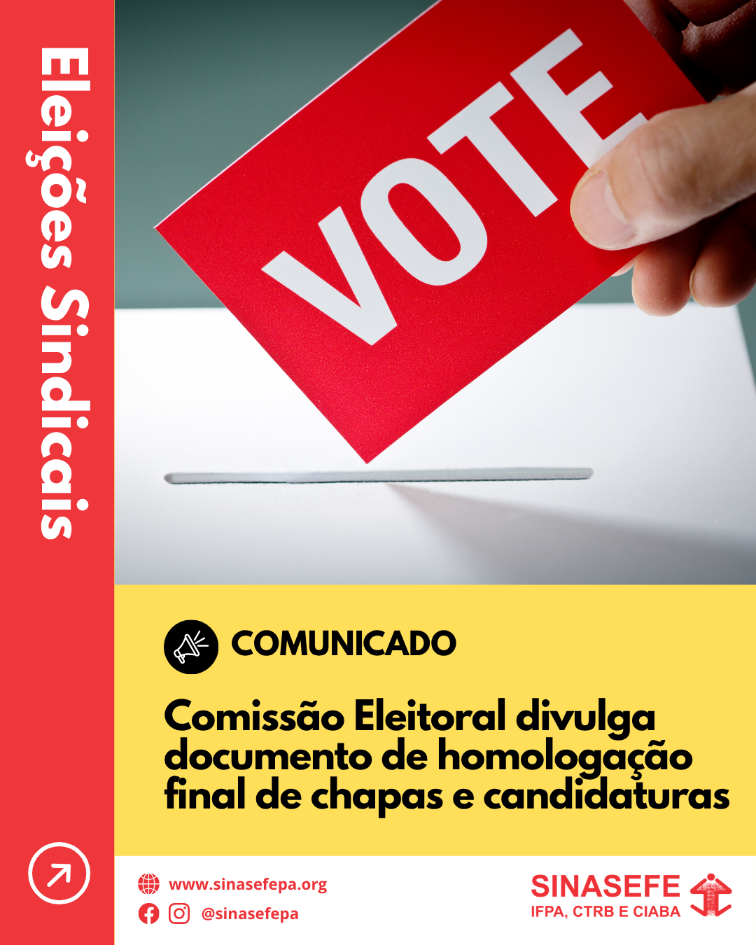 Comissão Eleitoral divulga documento de homologação final de chapas e candidaturas
