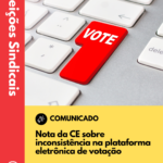Nota da Comissão Eleitoral sobre inconsistência na plataforma eletrônica de votação