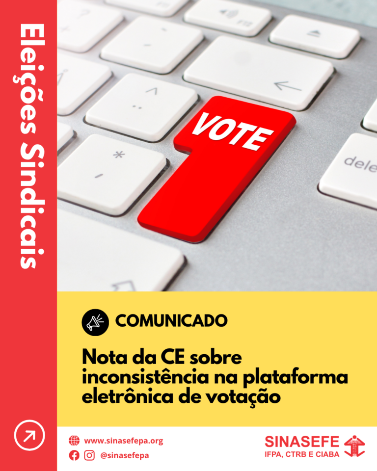 Nota da Comissão Eleitoral sobre inconsistência na plataforma eletrônica de votação