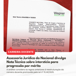 Assessoria Jurídica da Nacional divulga Nota Técnica sobre interstício para progressão por mérito